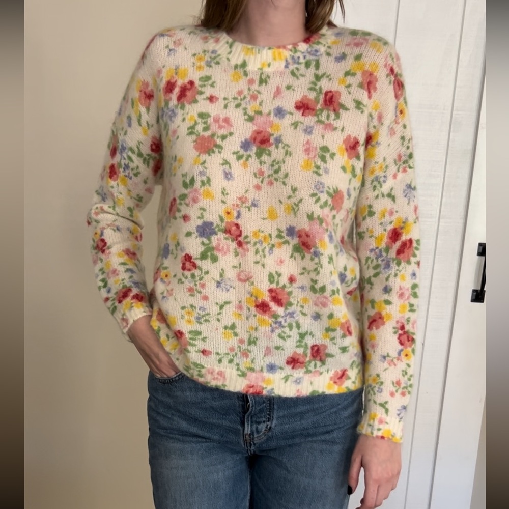 Sezane Floral Print Sweater Size S